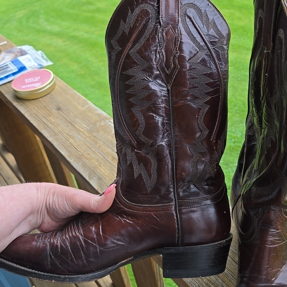 Lucchese 2000 Milano Goat Antique Brown Leather Cowboy Boots T3083R4 9.5 D - Picture 3 of 11